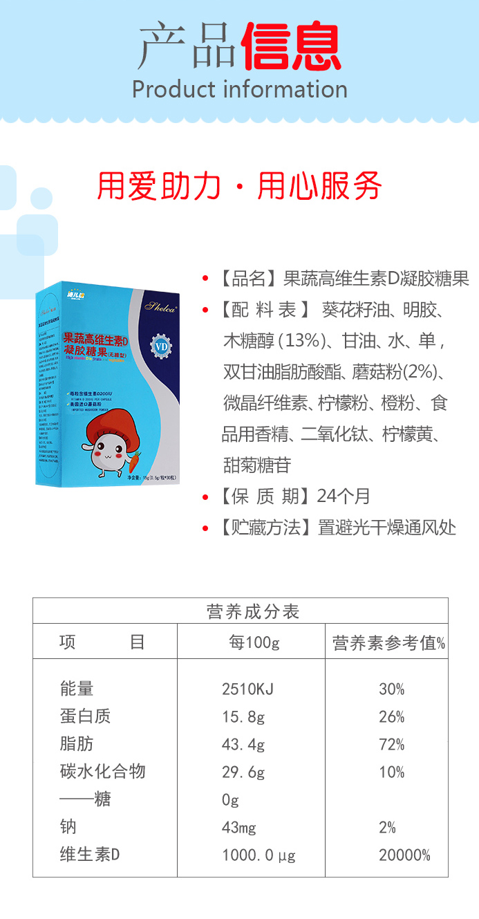 果蔬高维生素D凝胶糖果